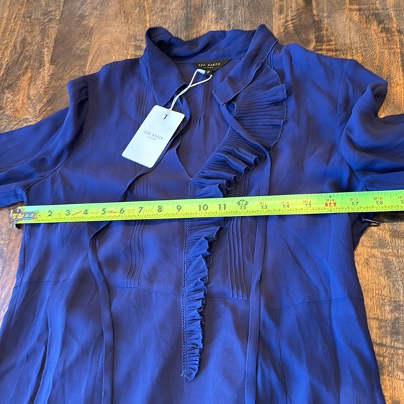 Ted Baker Faithiy Asymmetric Ruffle Midi Skirt Dress Dark Navy Womens Size Ted 2 - Picture 15 of 17